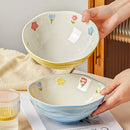 GobekUsa 7" Hand-Painted Ceramic Ramen Bowl - Large Noodle Bowl for Home & Restaurant