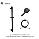 GobekUsa Black Shower Slider Adjustable Rail Set 3 Functions Simple Style 1.5M Hose