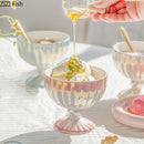 GobekUsa Gradient Gloss Ceramic Dessert Bowl Goblet Jewelry Tray Decor Snack Storage Container