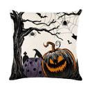 GobekUsa Halloween Pumpkin Linen Cushion Cover Set for Home Sofa Bedroom Decor
