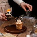 GobekUsa Creative Wooden Cake Pan Food Storage Box with Glass Lid