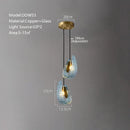 GobekUsa Blue Glass Luxury Brass Ceiling Pendant Light - Creative Flower Design