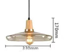 GobekUsa Glass Lampshade Pendant Light, Wooden Hanging Suspension, Retro American Design