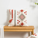 GobekUsa Boho Loop Tufted Tassel Pillow Cover - Ethnic Embroidered Decorative Cushion