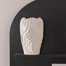 GobekUsa Irregular Wavy Patterns Ceramic Vase White Pot Home Decoration