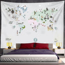 GobekUsa Cartoon Animals Map Tapestry Wall Hanging for Cute Children's Room Decor