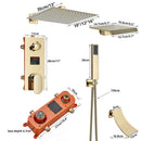 GobekUsa Gold Digital Display Shower Set with Rainfall Head - Waterfall Bath Shower System