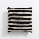GobekUsa Geo Knit Stripe Woven Square Pillow 45x45cm Black Ivory Insets