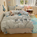 GobekUsa Korean Princess Bow Lattice Pompom Bedding Set - Single Queen Size