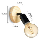 GobekUsa Black Wooden Wall Light Modern E27 LED Sconce Living Room Decor
