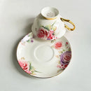 GobekUsa Flowers Pattern Porcelain Coffee Cup & Saucer Set - Exquisite Tea & Juice Mug