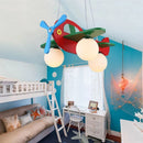 GobekUsa Kids Wood Airplane Chandelier LED Pendant Light for Boy Bedroom