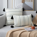 GobekUsa Green Black Stripe Crochet Cushion Cover 50X50CM