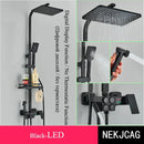 GobekUsa Digital Display Thermostatic Shower Faucet Set, Rain Shower Column, Wall Mount - Black/Chrome