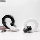 GobekUsa Ceramic Knot Sculpture Marble Round Ring Abstract Desk Decor Craft