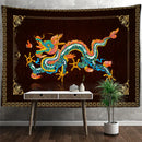 GobekUsa Golden Dragon Totem Carving Tapestry: Mysterious Psychedelic Wall Hanging