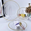 GobekUsa Gold Beads Glass Plate, Large Round Fruit Plate for Stylish Dining