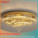 GobekUsa Crystal Drop Chandelier Ceiling Light with RC Dimming for Modern Home Decor