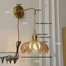 GobekUsa Green Glass LED Wall Lights Fixture with Pull Chain Switch
