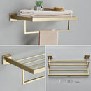 GobekUsa Brushed Gold Bathroom Set: Towel Bar, Robe Hook, Shelf, Tissue Holder & Accessories