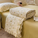 GobekUsa Korean Cotton Patchwork Quilt with Lace and Ruffle for Summer