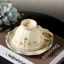 GobekUsa Elegant Floral Ceramic Cup & Saucer Set for Dining Table and Coffee Mug