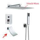 GobekUsa Black Wall Mounted Shower System with Handshower - 12/16 Inch Rainwater Faucet