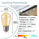 GobekUsa Amber Plastic Bulbs: Waterproof 2700K LED E27 String Light for Patio Outdoor Decor