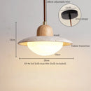 GobekUsa LED Pendant Lights Yellow Travertine Wood Hanging Lamp for Bedroom Dining Room