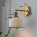 GobekUsa Copper LED Sconce Wall Lamp Pull Chain Switch Nordic Modern Ceramic Mirror Light