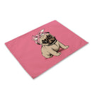 GobekUsa Cute Dog Linen Dining Mats Coasters 42*32cm Home Decor