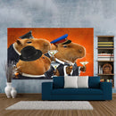 GobekUsa Capybara Club Humor Tapestry 90x150 Funny Wall Hanging Carpet Bedroom Decor