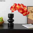 GobekUsa Black Glass Vase with Artificial Flowers for Stylish Room Decor