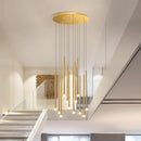 GobekUsa LED Chandelier: Modern Minimalist Gold Black Wire Adjustable Light Fixture for Dining Room