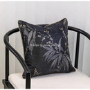 GobekUsa Black & Gold Floral Jacquard Throw Pillow Cover Oriental Art Case