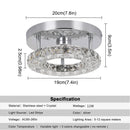 GobekUsa Crystal LED Ceiling Light: Stainless Steel Round Fixture for Bedroom, Kitchen, Bathroom