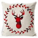 GobekUsa Elk Print Linen Pillowcase: Festive Christmas Cushion Cover for Sofa - 2023 New Year Decor