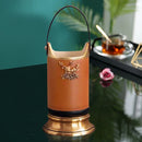 GobekUsa Brown Leather Desktop Storage Basket and Tissue Box