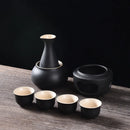 GobekUsa Ceramic Sake Set: Sake Bottle, Warmer, & 4 Cups