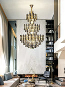 GobekUsa Crystal Loft Chandelier: Modern Luxury Pendant Light for Living Room or Hotel Lobby