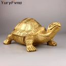 GobekUsa Brass Turtle Feng Shui Statue for Wealth Luck - Home & Office Decor