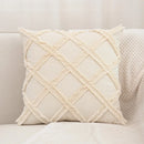 GobekUsa Boho Linen Cotton Pillow Cover with Tassels - Beige Square/Rectangular 45x45cm/30x50cm