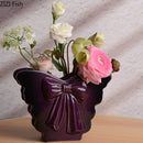 GobekUsa Dark Butterfly Ceramic Vase for Table Decoration and Floral Arrangement