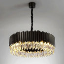 GobekUsa Crystal Chandelier: Black Gold Round LED Pendant Light for Living Room or Bedroom