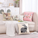 GobekUsa Bunny Cushion Cover Pink White Floral Embroidered Easter Home Sofa Decoration