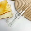 GobekUsa Cartoon Glass Cup with Straw for Drinking, Transparent Juice Mug, Practical Kitchen Drinkware
