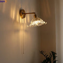 GobekUsa Glass Sconce LED Wall Lamp, Copper Nordic Bedroom Light Fixtures