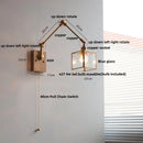 GobekUsa LED Wall Lamp Rotatable Glass Walnut Swing Arms Hallway Stair Light
