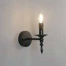 GobekUsa Iron Art Wall Lamp: Retro Black Candle LED Sconces for Living Room, Bedside & Corridor