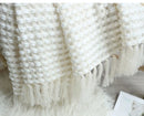 GobekUsa Knitted Nordic White Casual Blanket - Soft & Comfortable Sofa Throw Bed End Cover for Home Decor & Travel